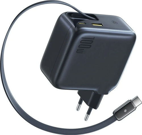 Incarcator retea Baseus EnerCore CJ11, 100 W, 2x USB-C, 1x USB-A, Cablu 0.8m (Negru)