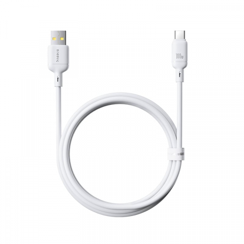 Cablu de Date si Incarcare Baseus Silky P10377703213-00, USB-A la USB-C, 100W, 1m (Alb)