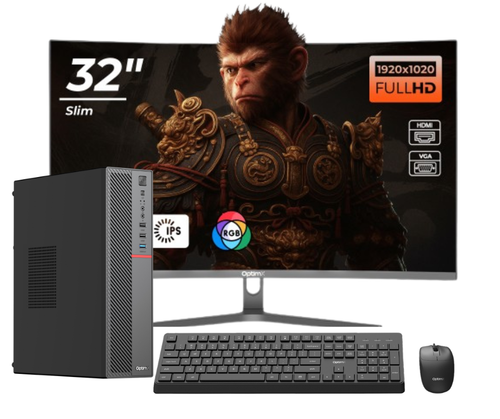 Calculator Pachet Business Smart OptimX T5 SFF cu procesor Intel Core i5-9400, 16GB DDR4, 512GB SSD, Win11 Pro si Monitor Curbat 32 FHD, IPS, LED + kit tastatura si mouse Pro KM500 cu fir