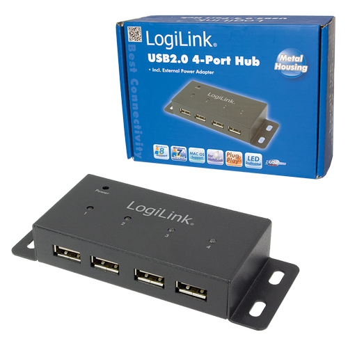 Hub USB Logilink UA0141A, 4x USB 2.0 (Negru)