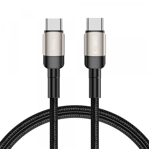 Cablu Date si Incarcare USB-C - USB-C Tech-Protect Ultraboost EVO, 100W, 1m, Argintiu