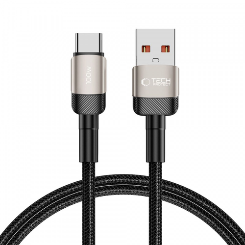Cablu Date si Incarcare USB-A - USB-C Tech-Protect Ultraboost EVO, 100W, 1m, Argintiu