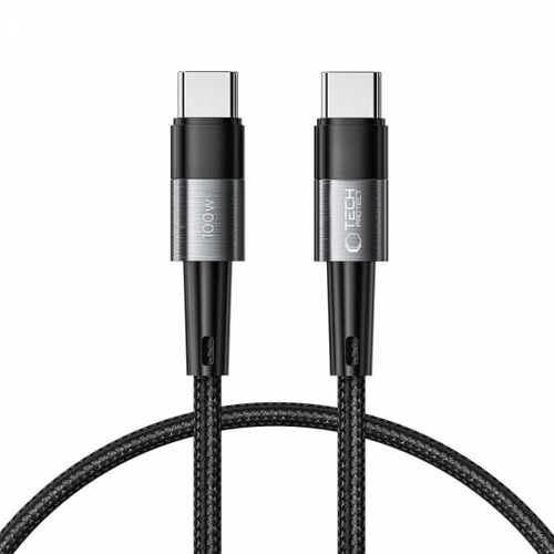 Cablu Date si Incarcare USB-C - USB-C Tech-Protect Ultraboost, 100W, 0.25m, Gri