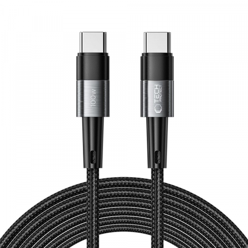 Cablu Date si Incarcare USB-C - USB-C Tech-Protect Ultraboost, 100W, 3m, Gri