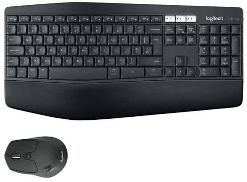 Kit tastatura si mouse wireless Logitech MK850 Performance, Bluetooth/2.4GHz, 8 butoane, Layout UK (Negru)