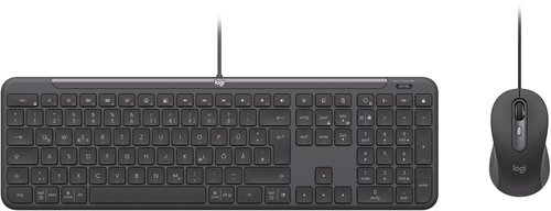 Kit tastatura si mouse Logitech Signature Slim Wired Combo MK620 Business, USB-C, 4000 DPI, Cabluri 1.8m, Layout US International (Negru)